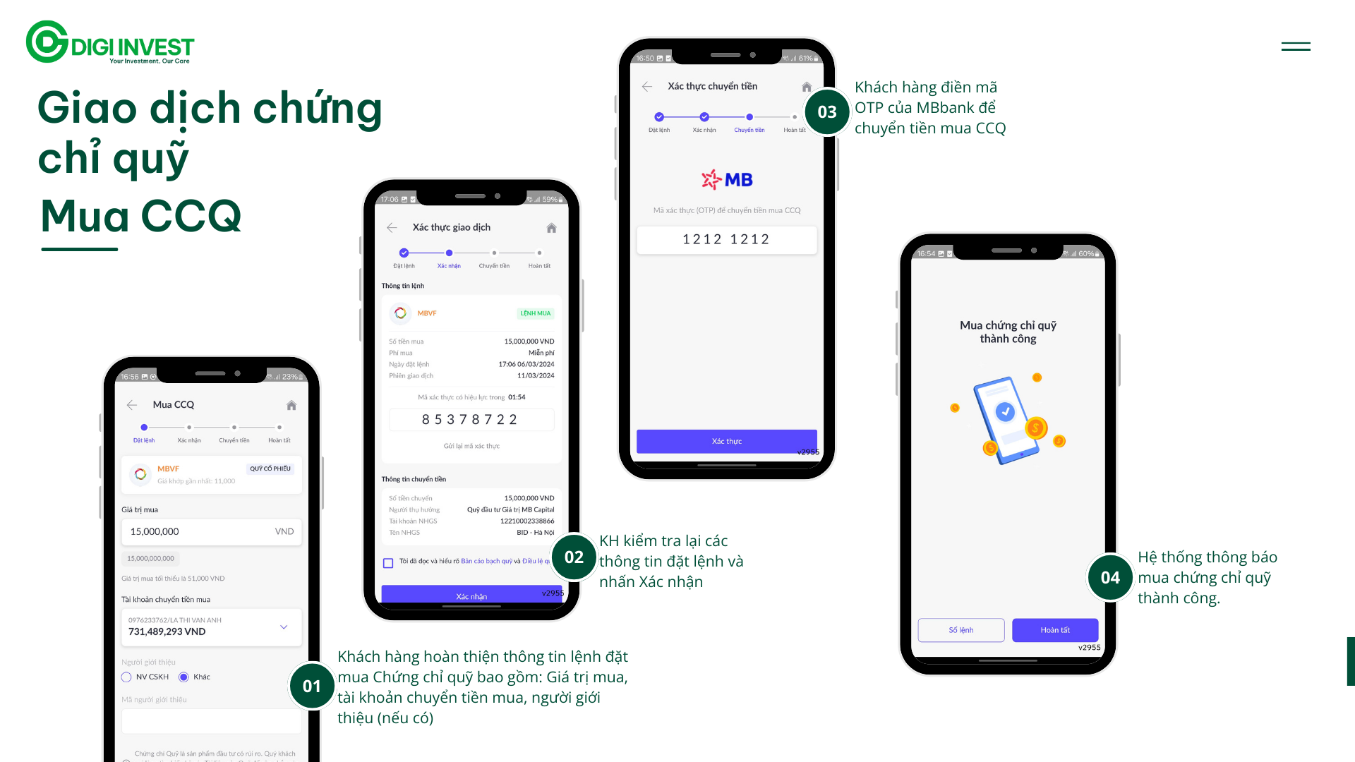 Bước 5: Mua chứng chỉ quỹ