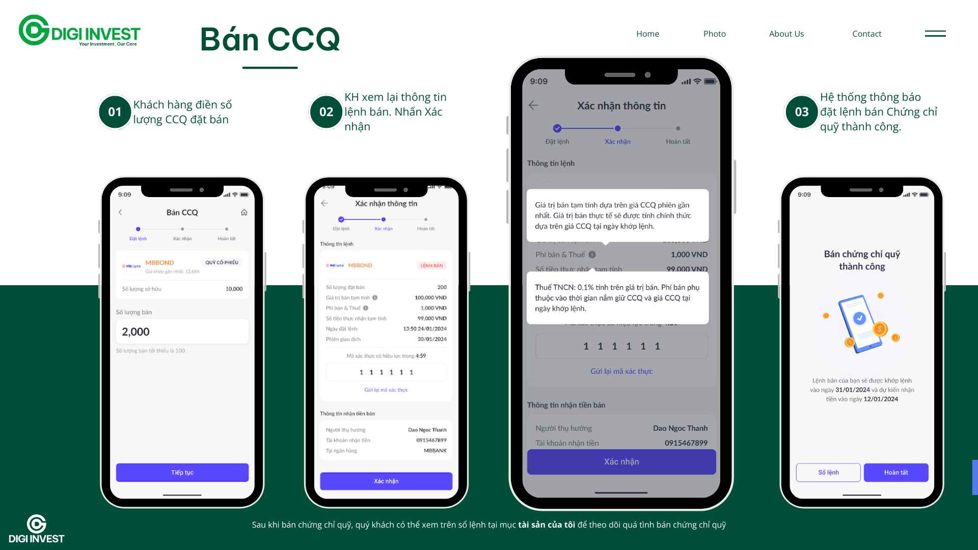 Bước 6: Bán chứng chỉ quỹ