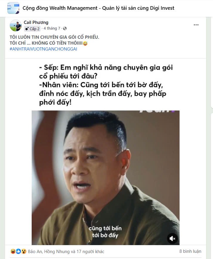 Thành viên nhóm chia sẻ cảm nhận sản phẩm Gói cổ phiếu dưới góc nhìn hài hước